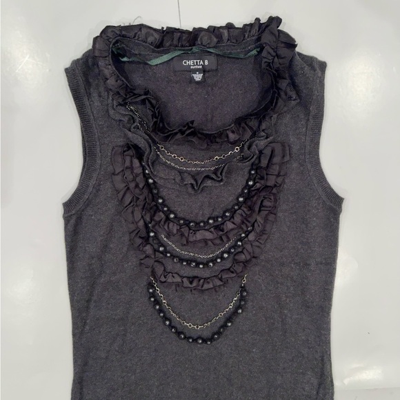 CHETTA B detailed front sweater knit dress charcoal grey beads - Picture 3 of 13